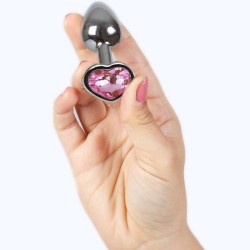 plug anal en métal coeur fuchsia petite taille 7 cm