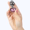 plug anal en métal coeur fuchsia petite taille 7 cm