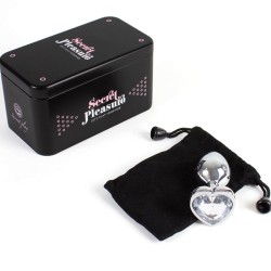plug anal en métal coeur cristal clair petite taille 7 cm