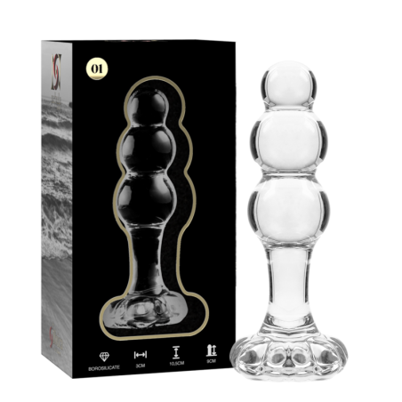 modèle 1 bouchon en verre borosilicate transparent 10.5 cm -o- 3 cm