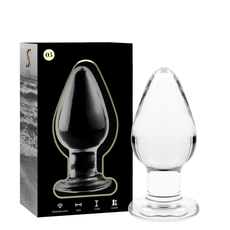 plug anal modèle 3 verre borosilicate transparent 11 cm -o- 5 cm