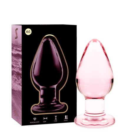 plug anal modèle 3 verre borosilicate rose 11 cm -o- 5 cm