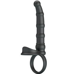 anneau pénis vibrant tatum avec plug 10 vibrations noir