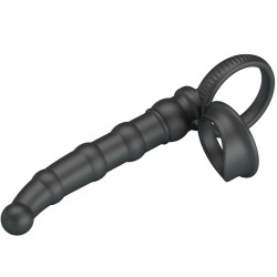 anneau pénis vibrant tatum avec plug 10 vibrations noir