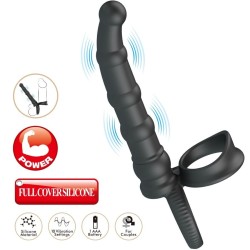 anneau pénis vibrant tatum avec plug 10 vibrations noir
