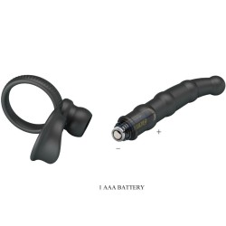 anneau pénis vibrant tatum avec plug 10 vibrations noir