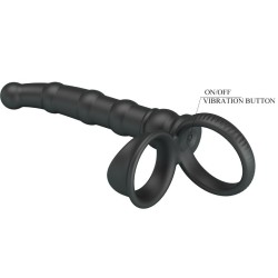 anneau pénis vibrant tatum avec plug 10 vibrations noir