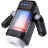 masturbateur à vibration de poussée avec fonction chauffante et support mobile - noir