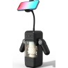 masturbateur à vibration de poussée avec fonction chauffante et support mobile - noir