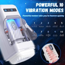 masturbateur à vibration de poussée avec fonction chauffante et support mobile - noir