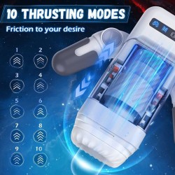 masturbateur à vibration de poussée avec fonction chauffante et support mobile - noir