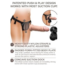 elite kit harnais réglable deluxe anneau avec testicules & gode 20.3 cm