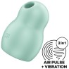stimulateur et vibrateur double air pulse pro to go 1 vert