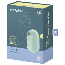 stimulateur et vibrateur double air pulse pro to go 2 vert