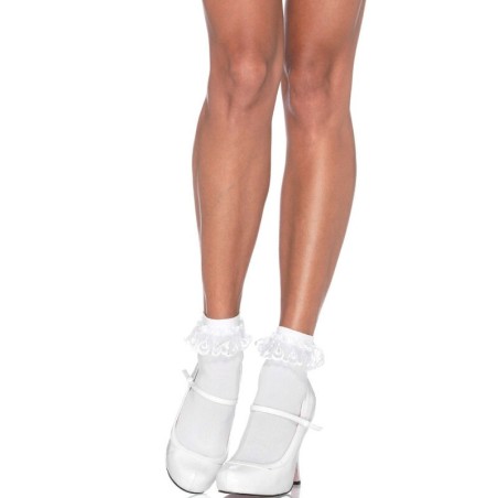 chaussettes  volants en dentelle blanche