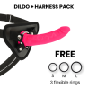 toys harnais + dong silicone rose 17 cm -o- 3 cm