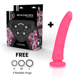 toys harnais + dong silicone rose 17 cm -o- 3 cm
