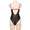 queen plus dentelle florale et teddy noir  franges