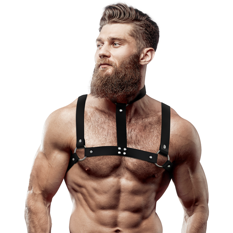 harnais de poitrine réglable en éco-cuir avec collier pour hommes harnais de poitrine réglable en éco-cuir avec collier pour hommes
