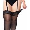 outlet - bas en nylon noir avec dentelle top plus