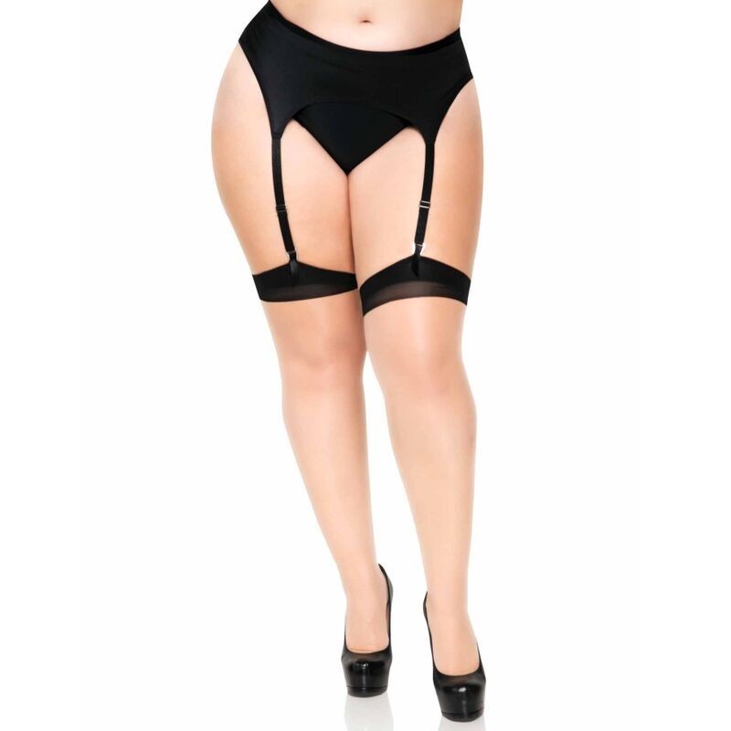 plus lycra sheer 2 tons cuisses hautes avec couture arrière et talon cubain