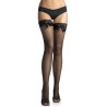 collant résille noir avec dentelle supérieure et détail noeud