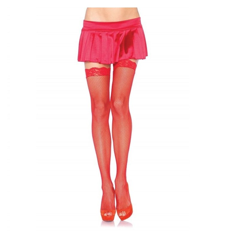 petits bas résille avec dentelle rouge