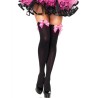 cuisses hautes en nylon avec noeud noir - rose