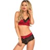 ensemble 2 pièces noir et rouge l-xl