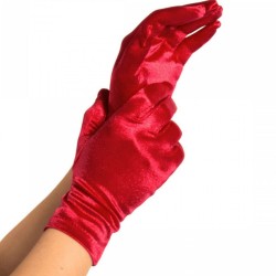 gants satin rouge