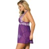 babydoll white floral laces violet l - xl