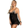babydoll black beige lacets floraux l - xl