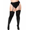 cuisses hautes en nylon noir avec noeud noir grande taille