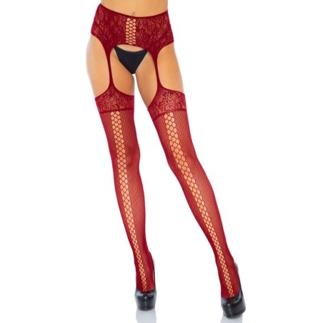 bas dentelle bordeaux avec jarretière taille unique