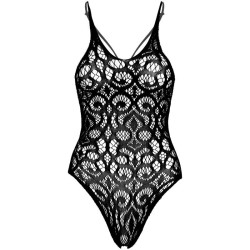 teddy en dentelle sans coutures - noir