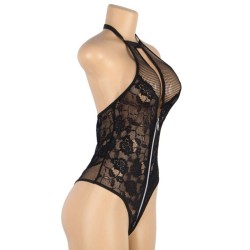 teddy floral dentelle zipper s-m