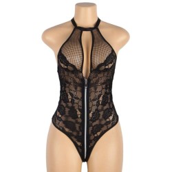 teddy floral dentelle zipper s-m