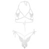ensemble deux pièces soutien-gorge et culotte papillons & perles taille unique - blanc