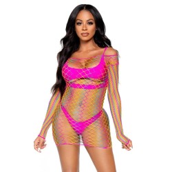 net robe manches longues taille unique - multicolore