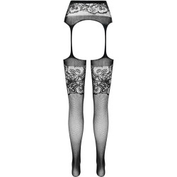 s029 collant noir avec jarretière taille unique