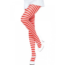 collants  rayures blanc-rouge