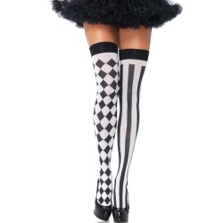chaussettes haute arlequin noir-blanc