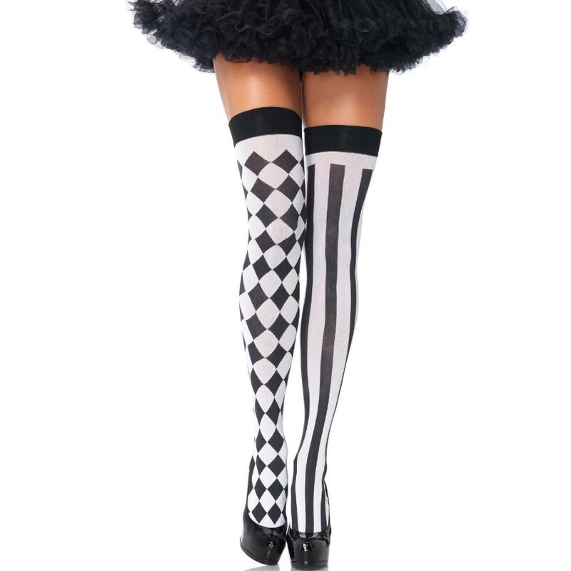 chaussettes haute arlequin noir-blanc