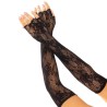 gants sans doigts reseau floral noir