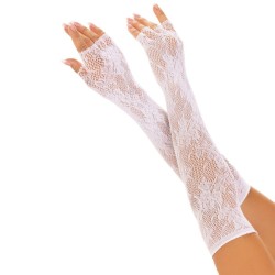 gants sans doigts reseau floral blancs