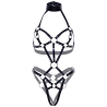 harnais de corps en cuir verni noir s