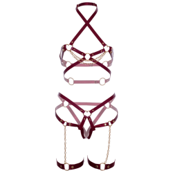 soutien-gorge harnais & jarretière coeur l