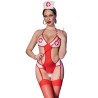 cr 4631 ensemble body infirmière sans crotchless rouge s-m