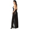 cr 3856 babydoll longue bleu & noir s-m