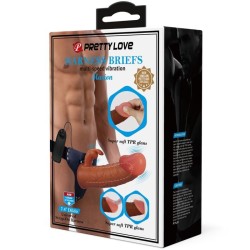 marion harnais slip universel avec dildo vibrant 19 cm marron